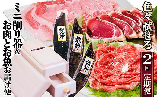 定期便2回配送　いろいろ試せる!ミニ削り器＆お肉・お魚お届け便　CC0−0003【1507436】