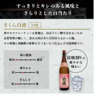 【毎月定期便】薩摩酒造の定番の焼酎【さくら白波】1800ml×2本セット! DD0-0023 全3回【配送不可地域：離島】【4070891】