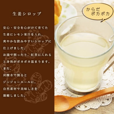 【手作り生姜シロップ(180ml×3瓶)無添加・栽培期間中 農薬不使用・新生姜 A3−34F【1166380】