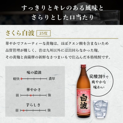 【毎月定期便】【さくら白波】25度【900ml】×4パック セット　SB377C3全2回【配送不可地域：離島】【4087955】