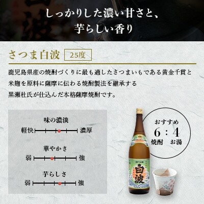 さつま白波&黒白波900ml　各2本　さくら白波900ml1本セット　B0-14【配送不可地域：離島】【1644165】
