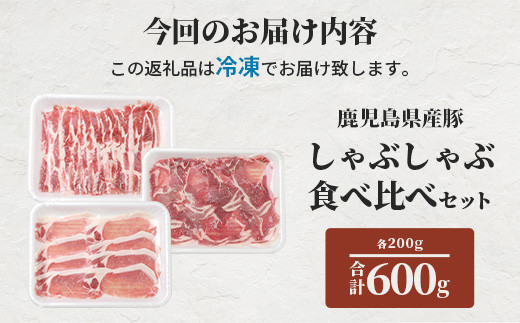 鹿児島県産豚 しゃぶしゃぶ用肉 3種類 味の食べくらべセット 豚しゃぶ 冷しゃぶ A3−204【配送不可地域：離島】【1166393】