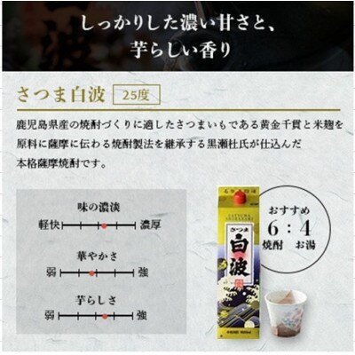 【毎月定期便】さつま白波&黒白波1800ml各3パックセット GG5-0008全2回【配送不可地域：離島】【4069198】