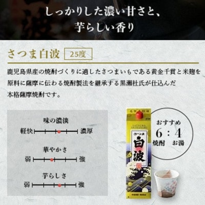 【毎月定期便】【さつま白波】25度(1800ml)6パックセット GG5-0013全2回【配送不可地域：離島】【4088671】