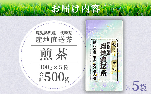 【 煎茶 】  ( 100g×5本 )  鹿児島県 枕崎産 大河内製茶 A3-212【配送不可地域：離島】【1167084】