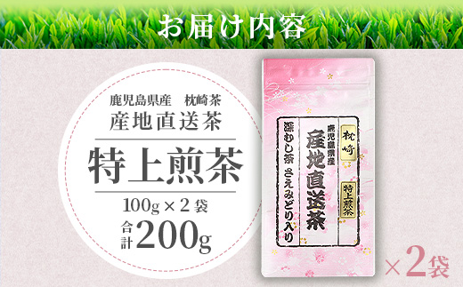 一番茶のみ使用!!【 特上煎茶 】  ( 100g×2本 )  枕崎産 大河内製茶 A3-218【配送不可地域：離島】【1167083】