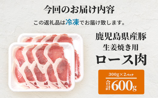 鹿児島県産豚 ロース しょうが焼き用 300g×2パック 豚ロース肉 生姜焼き A3−206【配送不可地域：離島】【1166400】