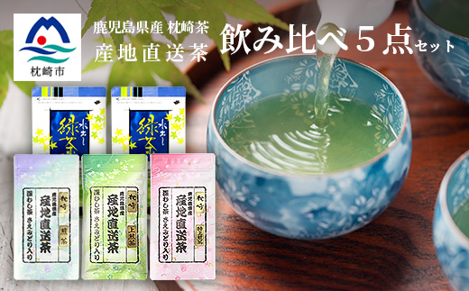 大河内製茶の煎茶飲み比べ 5点セット 特上煎茶・上煎茶・煎茶・水出し緑茶ティーバッグ A8-71【配送不可地域：離島】【1167086】