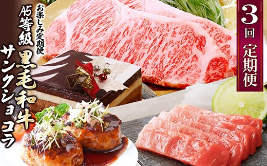 【数量限定】3回定期便　A5等級黒毛和牛・サンクショコラ　EE0-0008【配送不可地域：離島】【1653121】