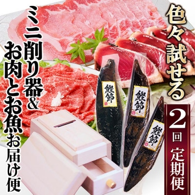 定期便2回配送　いろいろ試せる!ミニ削り器&お肉・お魚お届け便　CC0-0003【1507436】