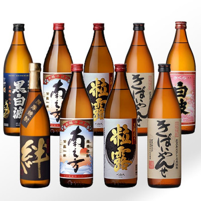 定期便(6回配送)鹿児島限定販売焼酎含む芋焼酎9本&黒毛和牛・黒豚・かつお・さつま揚げFF-0060【1166774】