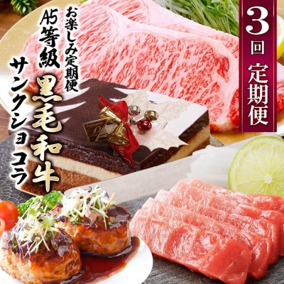 【数量限定】3回定期便　A5等級黒毛和牛・サンクショコラ　EE0-0008【配送不可地域：離島】【1653121】
