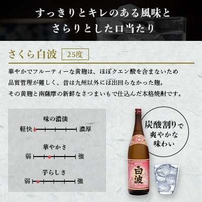 【毎月定期便】薩摩酒造の定番の焼酎【さくら白波】1800ml×2本セット PP-0004 全2回【配送不可地域：離島】【4071373】