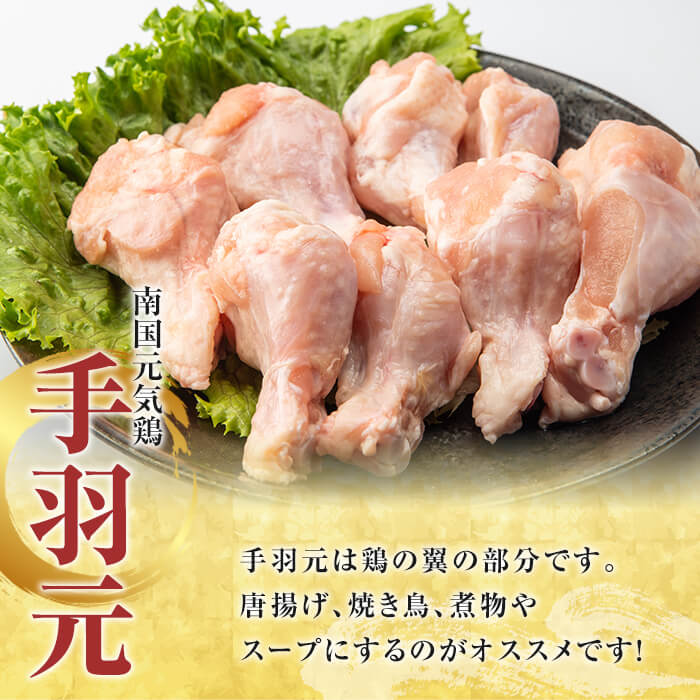 鹿児島県産鶏肉！南国元気鶏Kセット(合計3kg・もも肉：500g×2P、ムネ肉：500g×2P、手羽元：500g×1P、砂肝スライス：500g×1P) 国産 九州産 鹿児島産 モモ肉 鶏モモ むね肉 胸肉 鶏ムネ 手羽元 砂肝 小分け【さるがく水産】a-15-41