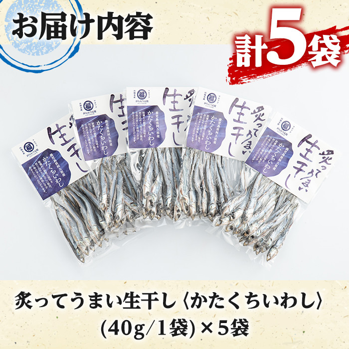 鹿児島県阿久根市産生干し「かたくちいわし」(計5袋・1袋40g)国産 魚介 干物 イワシ 鰯 がらんつ干物【マルフク川畑水産】a-12-154-z