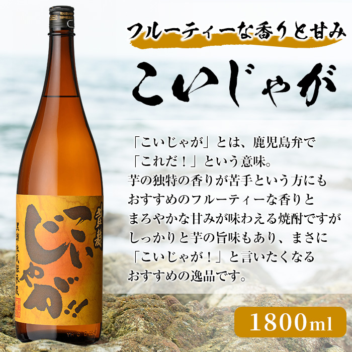 本格焼酎！黄麹セット「次男坊」「こいじゃが」「鶴見黄麹」(1,800ml×各1本、合計3本) 黄麹仕込み 国産 焼酎 いも焼酎 お酒 アルコール 水割り お湯割り ロック【岩崎酒店】a-34-4-z