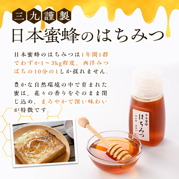数量限定！日本蜜蜂 はちみつ(300g) 国産 蜂蜜 ハチミツ 日本ミツバチ 非加熱 ハニー ボトル 【三九】akn006-17