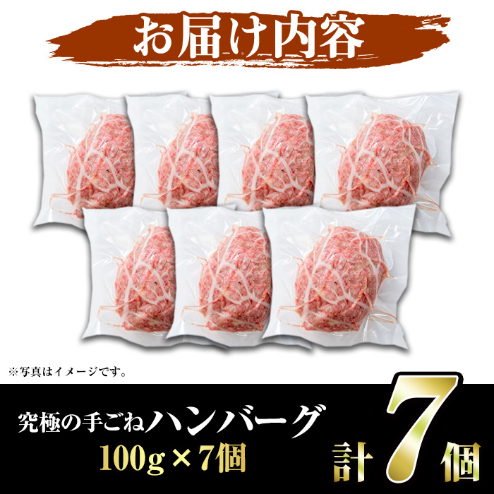 鹿児島県産黒毛和牛！手ごねハンバーグ(計700g・100g×7個)国産 牛肉 4〜5等級 ハンバーグステーキ 冷凍 おかず 手作り 惣菜 冷凍ハンバーグ【スーパーよしだ】a-12-115-z