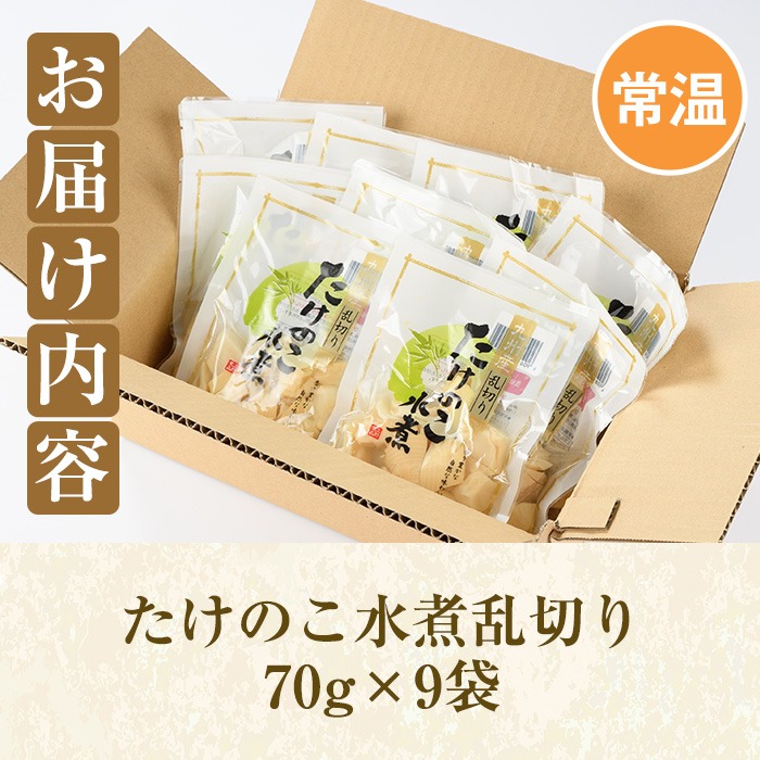 たけのこ水煮乱切り(計630g・70g×9袋)国産 九州産 筍 野菜 使い切り 小分け 個包装【上野食品】a-12-197-z