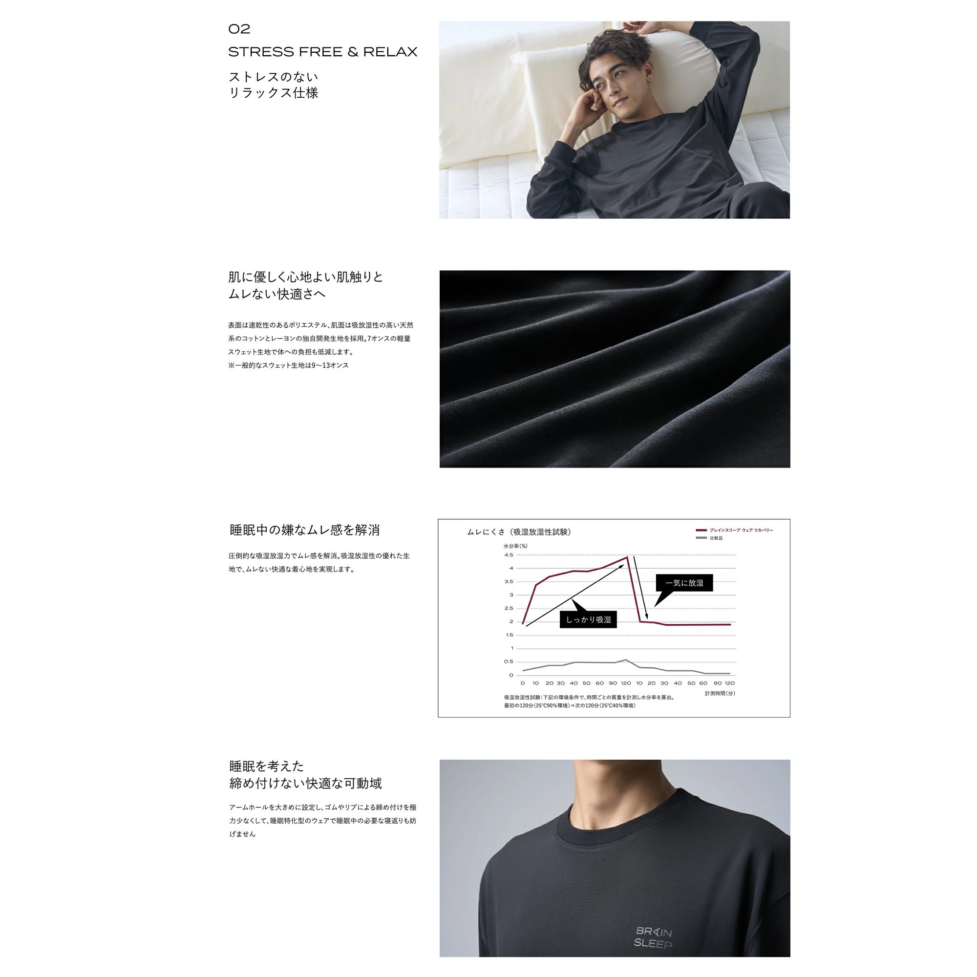ブレインスリープ ウェア リカバリー 上下セット (チャコールグレー・Lサイズ) リカバリーウェア スリープウェア ナイトウェア ルームウェア ユニセックス 一般医療機器 パジャマ 疲労回復 血行促進 【ブレインスリープ】akn103-07