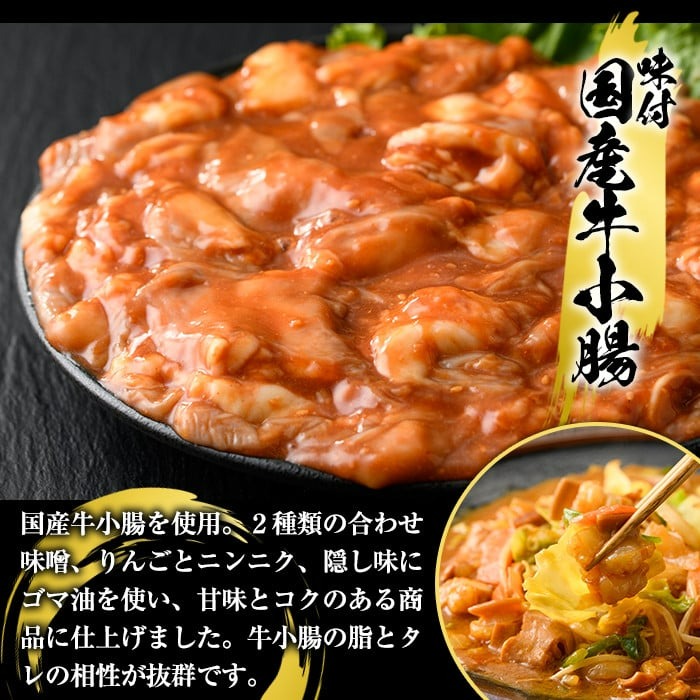 スターゼン特選！国産！牛×豚ホルモン食べ比べ4種セット(合計2.2kg)  阿久根市 国産 特産品 小腸 味付 パック 詰め合わせ 詰合せ 炒め物 鍋 モツ おかず お弁当 小分け 個包装 焼肉【スターゼン】a-12-46