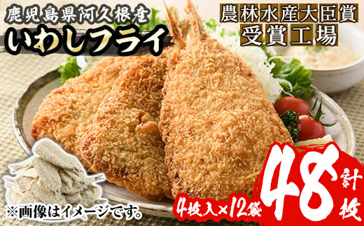 数量限定！鹿児島県産あくねのいわしフライ(計48枚・4枚入×12袋)国産 加工品 惣菜 揚げ物 セット 詰め合わせ おつまみ おかず 魚介【又間水産】akn001-11
