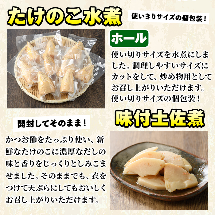 ご家庭用たけのこ美味づくし(5種10袋・たけのこ水煮、味付けタケノコ2種、味付土佐煮、たけのこご飯の素)国産 筍 野菜 使い切り 小分け 個包装【上野食品】a-14-18-z