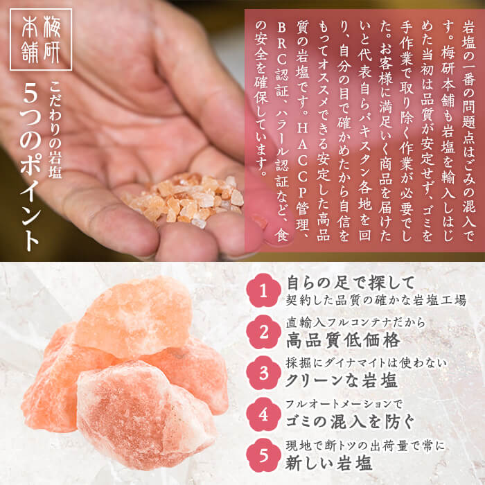 災害用 食塩 ピンク岩塩(小粒×3袋・100g/袋) ヒマラヤ岩塩 ピンク岩塩 岩塩 塩 食塩 調味料 ミネラル 熱中症対策 災害用 防災グッズ 災害対策 備蓄 【梅研本舗ジャパン】a-10-62-z