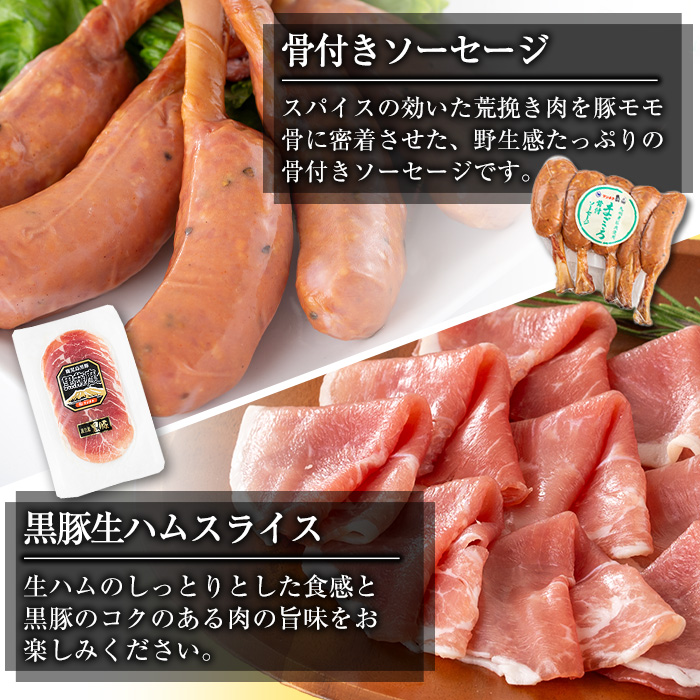 i320 鹿児島発シャルキュトリ(6種・計1.4kg超) ウインナー ソーセージ ベーコン 生ハム 黒豚 ハムセット 厳選 おかず 晩御飯 おつまみ 宅飲み 家飲み 冷蔵 【ナンチク】