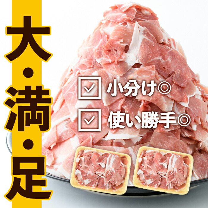 i1207-A ＜定期便・計3回(連続月)＞九州産 豚コマ切れ肉  (500g×2P×3回・計3kg) 鹿児島 豚肉 ポーク 小間切れ こま切れ 豚小間 細切れ 豚汁 炒め物 冷凍 定期便 連続月 500g 【ナンチク】