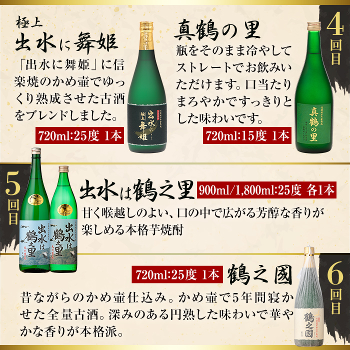 i640 ＜定期便・計12回(連続)＞出水酒造本格芋焼酎セット(全13種・合計18本)【出水酒造 izumi-syuzou】