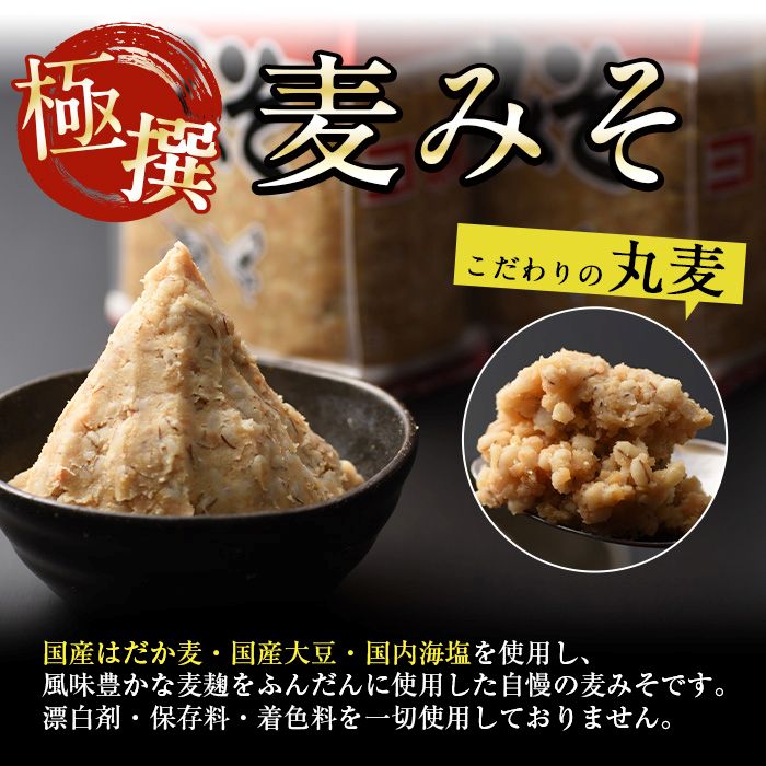 i426-f 【父の日ギフト】極撰麦みそセット(1kg×5個・計5kg) こだわりの原料を使用した味噌！ 味噌 みそ 麦みそ 保存料不使用 着色料不使用 味噌汁 みそ汁 安心安全 ギフト プレゼント 贈答 父の日 【奈良醸造元】