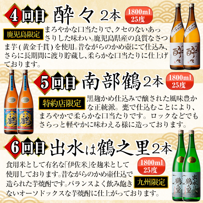 i960 ＜定期便・計12回(連続)＞こだわり芋焼酎24本セット(全12種・合計24本) 【酒舗三浦屋】