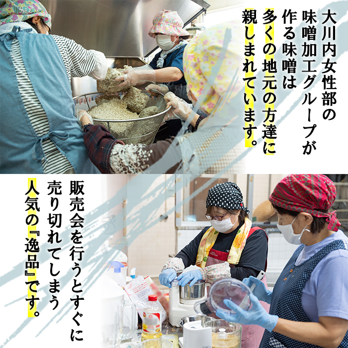 i346 鹿児島県出水市産の大川内麦味噌(1kg×6袋・計6kg)地域のお母さんたちが丁寧に作り上げた地元で愛される田舎味噌！【大川内地区コミュニティ協議会】