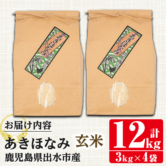 i863-B あきほなみ　玄米 (3kg×4袋・計12kg)【田上商店】