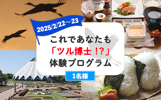 i1011-A 【JALふるさと納税CF限定】これであなたも「ツル博士！？」体験プログラム 1名コース（2025年2月22日～23日） 鶴 観光 宿泊 宿泊券 トラベル 旅行 エコツアー ガイド ご当地グルメ 【出水市観光特産品協会】