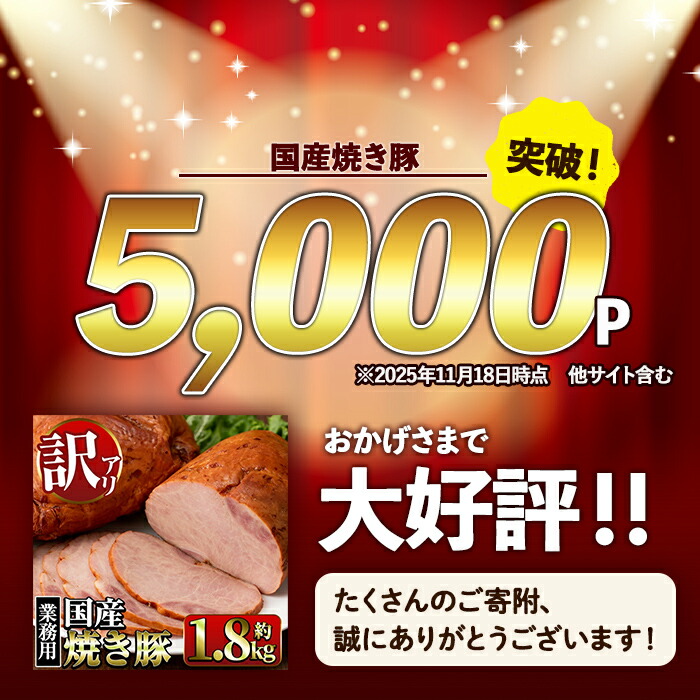i1206-B  ＜定期便・計3回(隔月)＞《業務用・訳あり》焼き豚  (約900g×2P×3回・計5.4kg ) 焼豚 チャーシュー 国産 豚肉 肉加工品 訳アリ 業務用 醤油ベース じっくり調理 サラダ ラーメン チャーハン 料理 具材 定期便 【ナンチク】