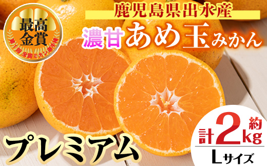 i1059-C ＜先行予約受付中！2025年11月中旬〜2026年1月下旬の間に発送予定＞【特別栽培・最高金賞】温州みかん日本一！濃甘あめ玉みかん〜プレミアム 恵み〜(約2kg・Lサイズ) みかん 蜜柑 ミカン 柑橘 果物 フルーツ 果実 国産 鹿児島 プレミアム 厳選 ギフト プレゼント 贈答用 贈り物 【Farmer friends Marche】