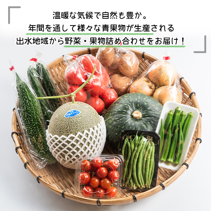 i460 旬の野菜・果物おまかせセット(8〜10種類)ツルの恩返し野菜セット！鹿児島県出水市より国産野菜を市場直送！【出水市出水駅観光特産品館 飛来里】