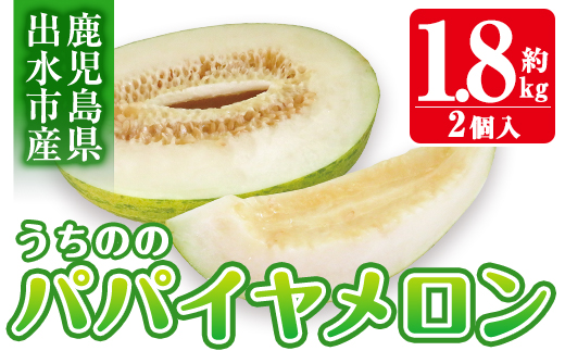 i456 ＜2026年4月中旬~5月中旬の間に発送予定＞うちののパパイヤメロン(計約1.8kg・2個入) メロン パパイヤメロン 果物 くだもの フルーツ 期間限定 数量限定 旬 立体栽培 シャキシャキ食感 ギフト 贈り物 おやつ 【山ん神】