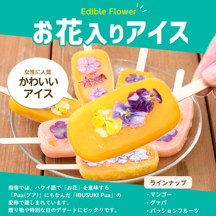 手作りアイスキャンディー エディブルフラワー入り 計16本(たいやき絲や/010-1910) 鹿児島 手作り アイス アイスキャンディー 氷 氷菓子 スイーツ おやつ ミルク あずき チョコ 抹茶 パイン りんご ぶどう マンゴー グァバ パッションフルーツ セット 詰合せ 冷凍