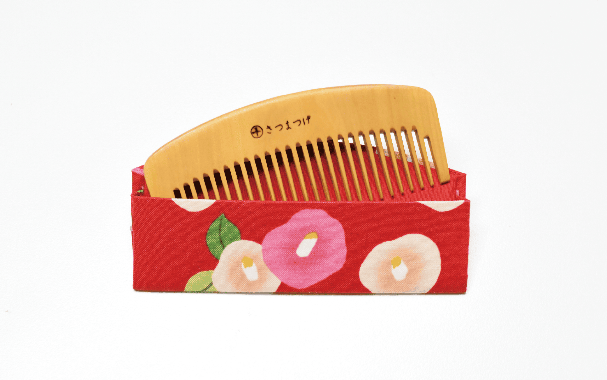 【鹿児島県指定 伝統的工芸品】薩摩つげ櫛(荒櫛)・手作り布ケースセット※約10.5cm(喜多つげ/029-1114)
