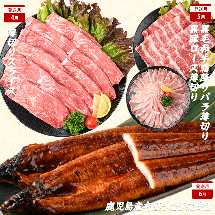 【2026年発送 先行予約】【全１２回定期便】鹿児島自慢の 豚 ・ 牛 ・ うなぎ まんぷく 定期便 (水迫畜産/Z100-1773) 頒布会 頒布 定期 国産 肉 豚 牛 豚肉 牛肉 鹿児島県産 生ハム すき焼き 和牛 国産牛 薄切り スライス 黒毛和牛 霜降り バラ ロース 黒豚 鍋 しゃぶしゃぶ カルビ 小分け カレー シチュー ステーキ 焼き肉 焼肉 指宿 鹿児島 いぶすき