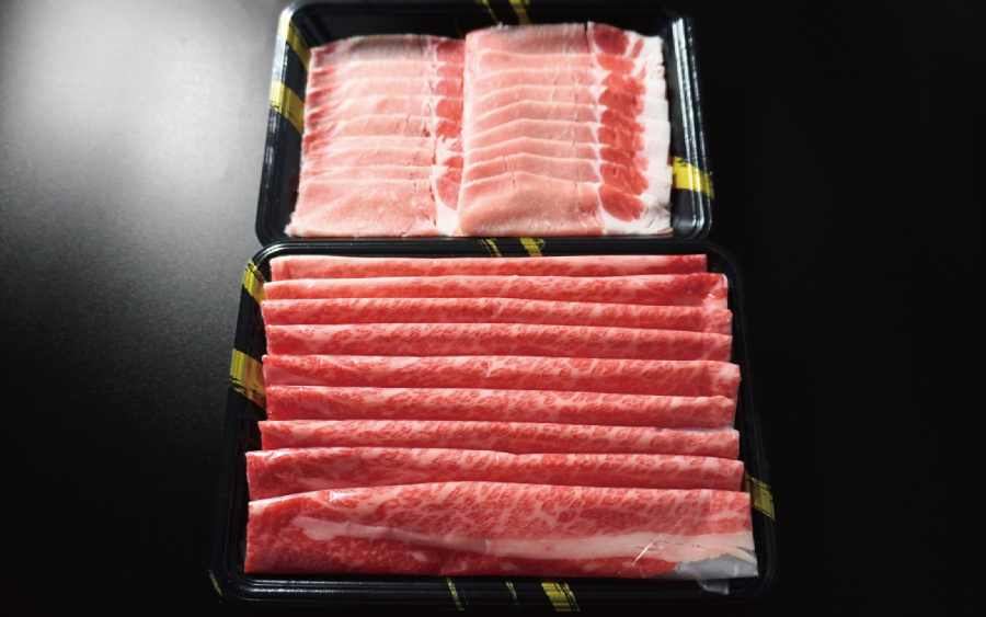 ＜高島屋選定品＞鹿児島県産黒豚・黒毛和牛しゃぶしゃぶセット(黒豚ロース230g、黒毛和牛友バラ200g)(TK012-1923)