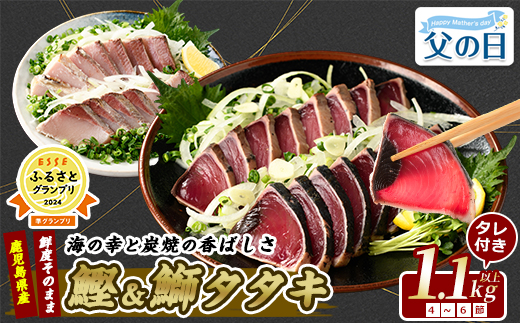 【父の日ギフト】【カツオ・ブリのたたき だしポン酢付き！】 海の幸満喫セット(指宿食品/IB026-001f) カツオ ブリ たたき 炭焼 刺身 鹿児島 カツオ 指宿 オススメ カツオ  父の日 ギフト プレゼント 贈り物