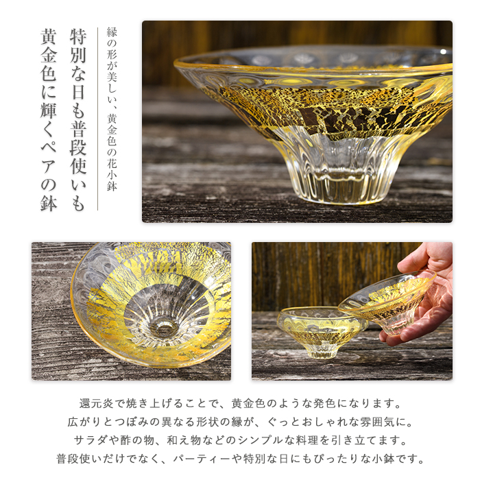 花小鉢(ペアセット)(宮澤ガラス/IB095-013) 皿 小鉢 一品料理 パーティー 工芸品 ガラス