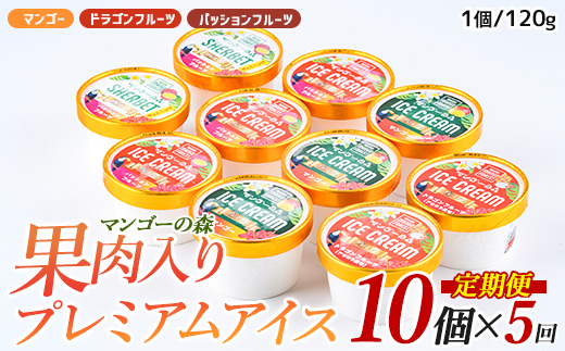 【全５回定期便】ゴロゴロ果肉入りアイス10個入定期便(マンゴーの森/Z100-290) アイス フルーツ マンゴー スイーツ シャーベット