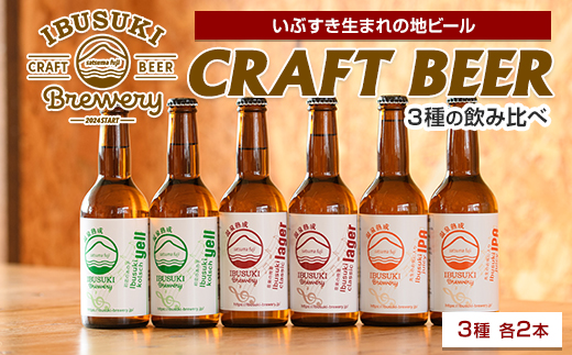 クラフトビール 3種 各2本 (いぶすきブルワリー/IB153-001) いぶすきジューシー IPA いぶすき クラシックラガー いぶすき ケルシュエール クラフトビール 詰め合わせ 瓶 ビール 飲み比べ セット ビールセット