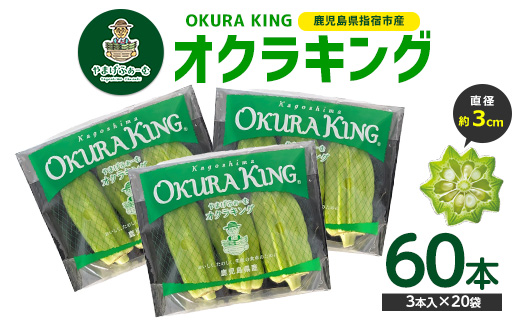 【2026年7月上旬～発送】鹿児島県指宿市産オクラ『オクラキング』60本(やまげ/IB140-001) オクラ おくら 野菜 夏野菜 旬 特産 夏 新鮮 鹿児島県