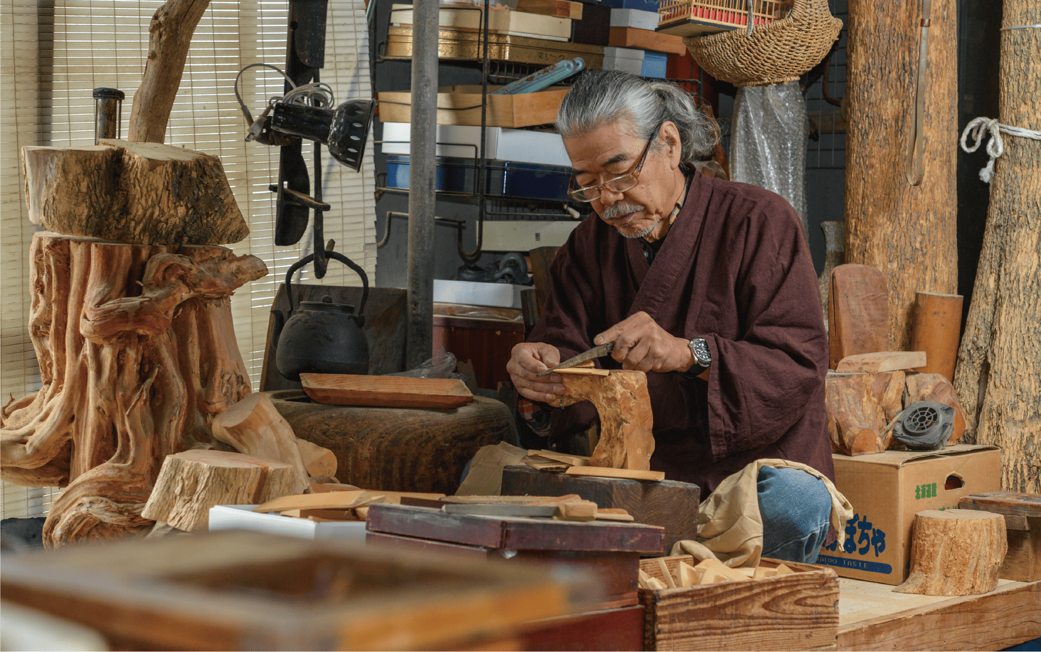 ã鹿å
å³¶çæå® äŒçµ±çå·¥èžåãè©æ©ã€ãæ«(è§£æ«)æäœãåžã±ãŒã¹ã»ããâ»çŽ12cm(åå€ã€ã/036-1113)